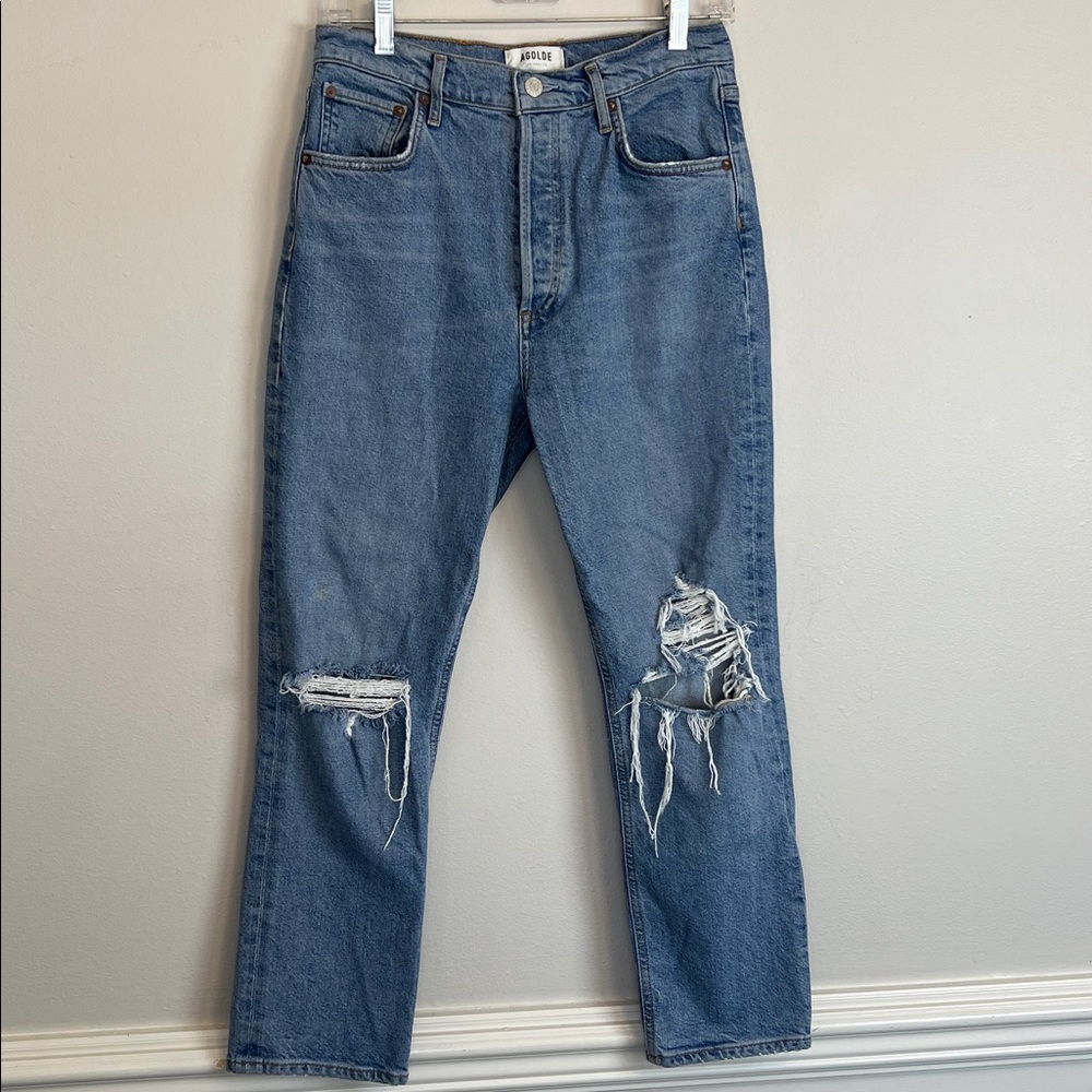 AGOLDE “Riley” jeans Straight Crop High Rise
Button Fly Womens 29 Distressed - Picture 2 of 16